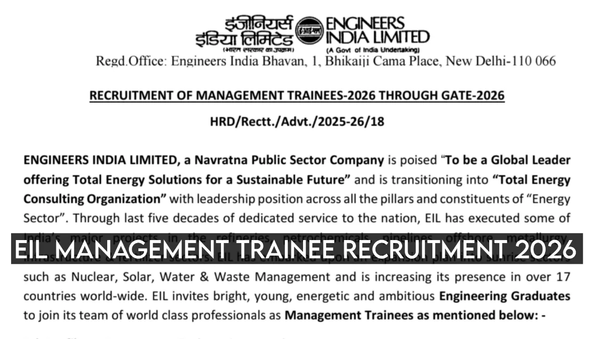 EIL Management Trainee Recruitment 2026